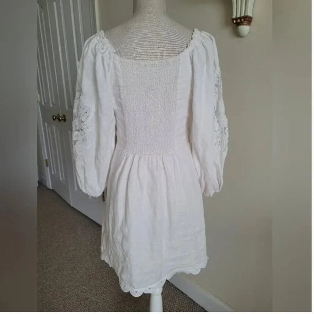 Farm Rio off-white embroidered euroflax premium cotton mini dress size XS - Picture 3 of 6